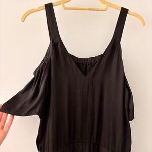 Cupro black jumpsuit cigarette leg